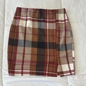 Fashion Nova Plaid Pencil Skirt - Brown, Red, White